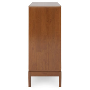 English Elm Harper 48" Solid Hardwood Mid-Century Storage Cabinet with Sliding Doors, Drawers, Eco Finish Light Brown B136P158711