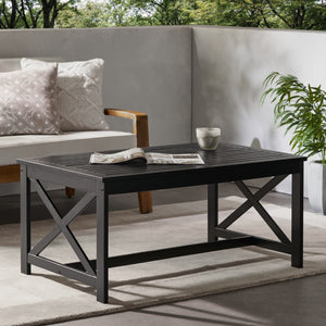 Christopher Knight Home® - Noble House - Nester Indoor Farmhouse Black Finished Acacia Wood Coffee Table