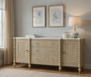 A.R.T. Furniture Haven Credenza - Rustic Elegance with Marble Top, Stylish Storage for Dining & Living Spaces 339252-2325