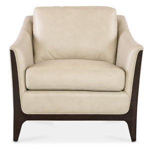 Hooker Furniture Sopower Mid-Century Headrestia Chair In Caviar Cathedral Cherry With Stonewash Leather, Tailored Trim SS208-01-005