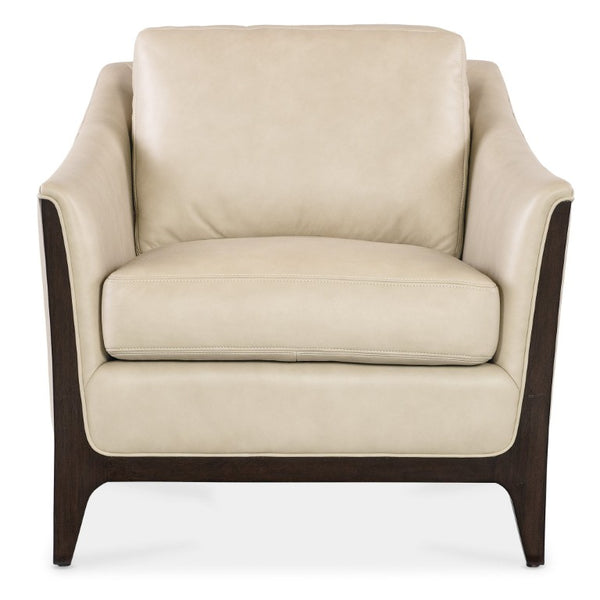 Hooker Furniture Sopower Mid-Century Headrestia Chair In Caviar Cathedral Cherry With Stonewash Leather, Tailored Trim SS208-01-005