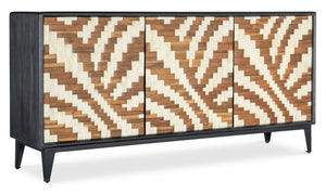 Hooker Furniture Commerce Entwined Credenza With Woven Wood & Bone Inlay, Black Mango Case, Soft-Close Doors, Media-Ready 7228-85081-99