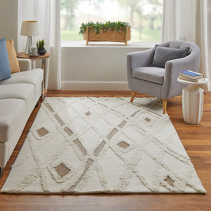 Feizy Rugs Anica Hand-tufted Wool Area Rug - Bohemian Geometric Design For Stylish Home Decor In Any Room Ivory,Taupe,Brown Wool Anc8008fivybrnf00