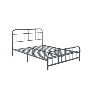 English Elm Queen Iron Platform Bed Pipe Style Frame No Box Spring Needed Industrial Loft Bedroom Charcoal Grey 64072.00CHARGRY-Q