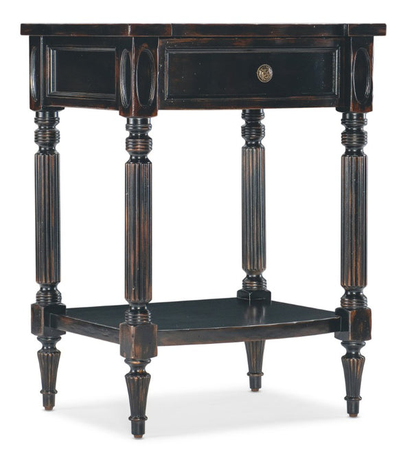 Hooker Furniture Charleston Black Cherry One-Drawer Telephone Table With Turned Legs, Self-Closing Drawer & Shelf — Timeless Coastal Charm 6750-90317-97