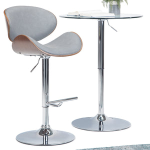 English Elm Marana Bentwood Adjustable Swivel Bar Stool In Stone Grey - Chic Comfort For Modern Spaces B136P158936
