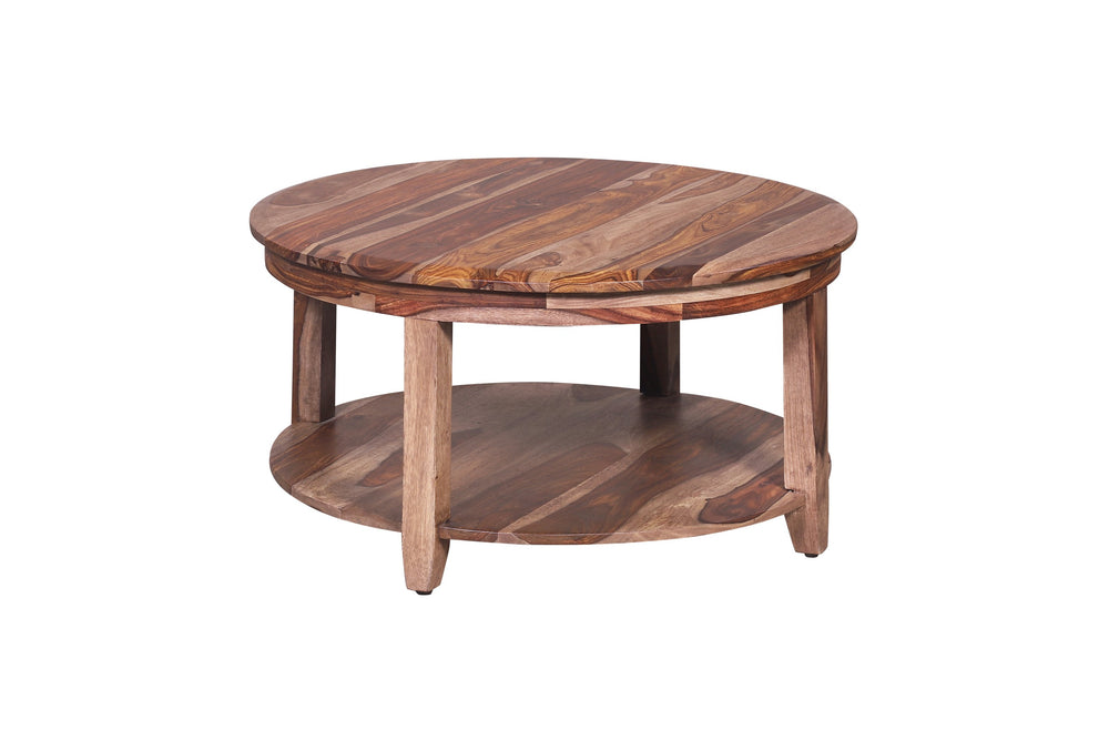 Porter Designs Porter Sonora Round Coffee Table In Solid Sheesham Wood - Handcrafted Elegance For Your Living Room Brown Wood 05-196-03-9740
