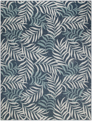 Nourison Garden Oasis GOA01 Machine Made Power-loomed Borderless Design Indoor/Outdoor Tropical Outdoor Rug Navy, Navy 100% Polypropylene 99446959119