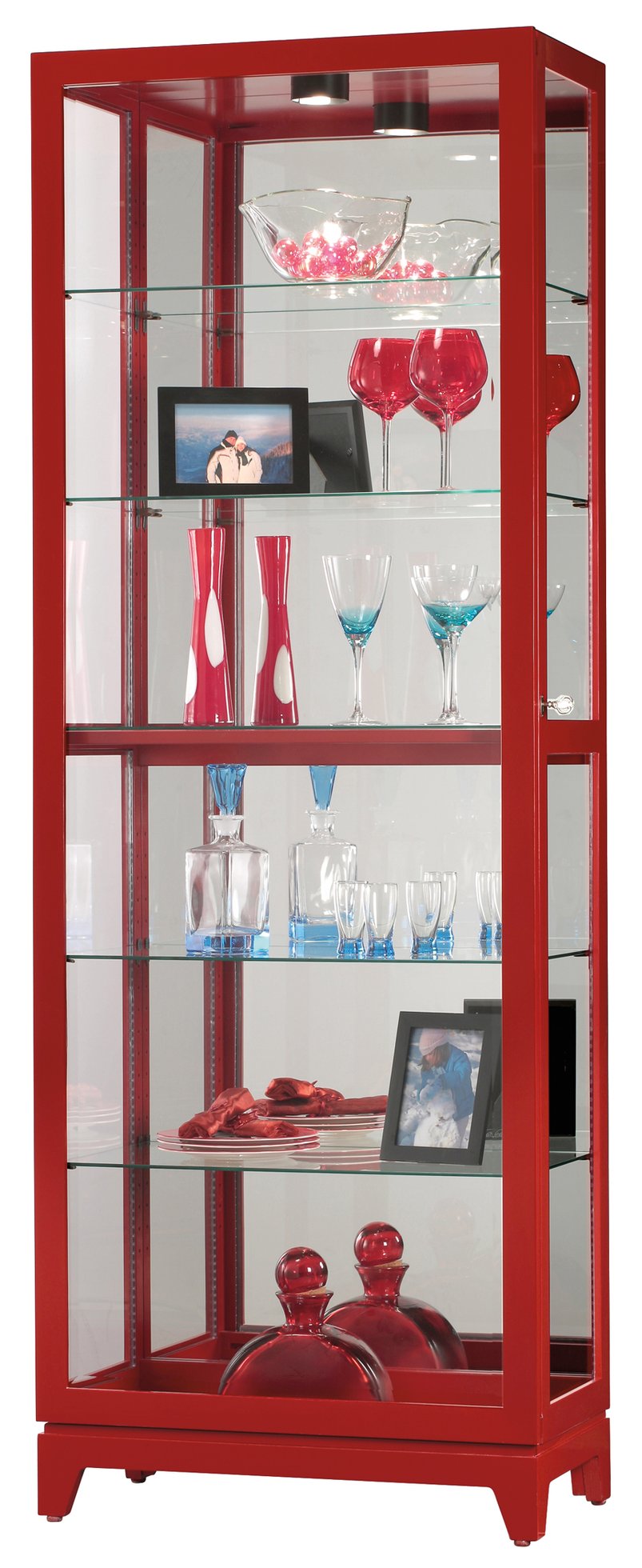 Hekman Furniture 680630 Howard Miller Curio Cabinet - Elegant Lighted Display With Adjustable Shelves & Premium Design Gloss Red Luke V Curio Cabinet 680630