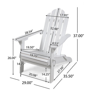 English Elm Christopher Knight Home® - HOLLYWOOD Acacia Wood Foldable Adirondack Chair for Patio & Poolside — Weather-Resistant, Classic Comfort White 39.25 L x 24.5 W x 7.75 H 62399.00WHI