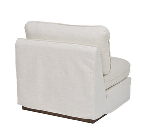 A.R.T. Furniture Alias Armless Chair - Modern Light Oak Finish With Luxurious Vanilla Slipcover & Down Cushions White Slipcover In A Polyester,Linen Blend Fabric,In A Vanilla Coloration 761508-5302
