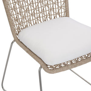 Bernhardt Bernhardt Coastal Woven Outdoor Side Chair With Cushioned Seat, Stainless Frame, Breathable Abaca Support Hazelnut 22.13"W x 23.75"D x 36"H K1950