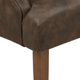 Homelegance By Top-Line Amina Light Distressed Natural Finish Linen Tufted Dining Chair Brown Wood