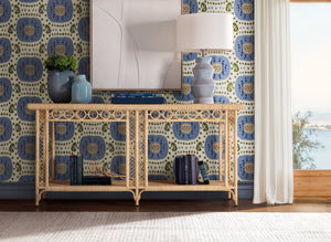 Hooker Furniture Commerce Rattan Woven Console Table Mahogany Frame Coastal Entryway Open Shelf 7228-85152-80