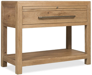 Hooker Furniture Driftwood One-Drawer Nightstand With Stone Top, Buckboard Oak Finish, Self-Closing Drawer, Shelf Light Wood 6820-90216-80