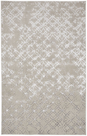 Feizy Rugs Micah Modern Abstract Area Rug - High-grade Soft Polyester, Stain Resistant, Easy Care, Contemporary Style Silver,Gray,White Polyester,Polypropylene 6943047fbgeslvh13