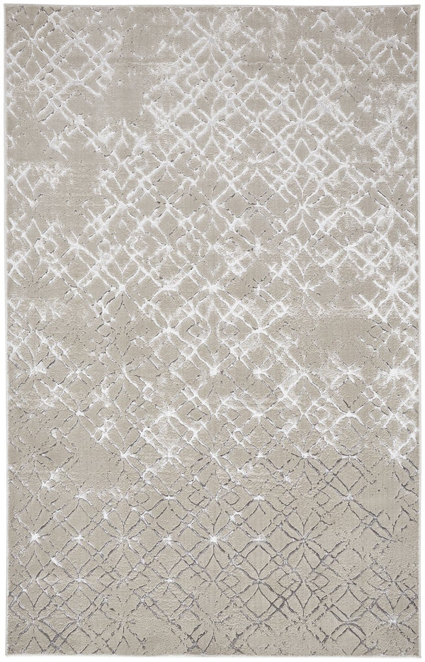Feizy Rugs Micah Modern Abstract Area Rug - High-grade Soft Polyester, Stain Resistant, Easy Care, Contemporary Style Silver,Gray,White Polyester,Polypropylene 6943047fbgeslvh13