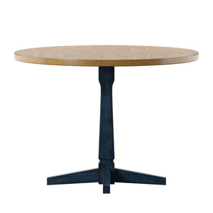 Homelegance By Top-Line Juliette Round Two-Tone Dining Table Blue Rubberwood