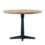 Homelegance By Top-Line Juliette Round Two-Tone Dining Table Blue Rubberwood