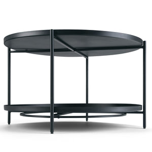English Elm Monet Metal Coffee Table - Sleek Black Industrial Design With Reversible Tray & Open Shelf Storage B136P158946