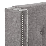 Homelegance By Top-Line Magnolia Nailhead Wingback Button Tufted Headboard Grey Linen