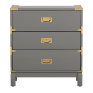 Homelegance By Top-Line Jameson 3-Drawer Gold Accent Nightstand Grey Wood