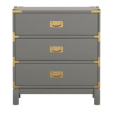 Homelegance By Top-Line Jameson 3-Drawer Gold Accent Nightstand Grey Wood