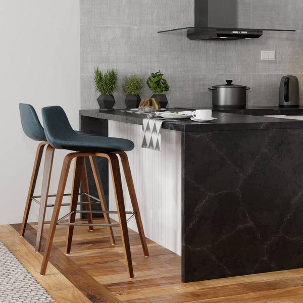 English Elm Randolph Mid-Century Modern Counter/Bar Stools Set Of 2 - Stylish Vegan Leather, Durable Bentwood Design B136P159447-GIGA