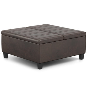 English Elm Ellis - Versatile Coffee Table Storage Ottoman In Distressed Brown Faux Leather For Modern Living B136P159159