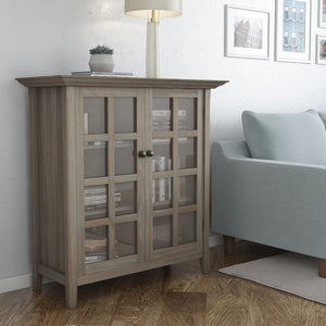 English Elm Acadian Medium Storage Cabinet - Distressed Grey, Solid Wood, Adjustable Shelves & Elegant Design B136P158279