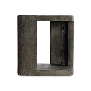 Bernhardt Bernhardt Boyle Side Table In Porcini Wire-Brushed Oak — Sculptural Grain, Open Base & Lower Shelf 565125