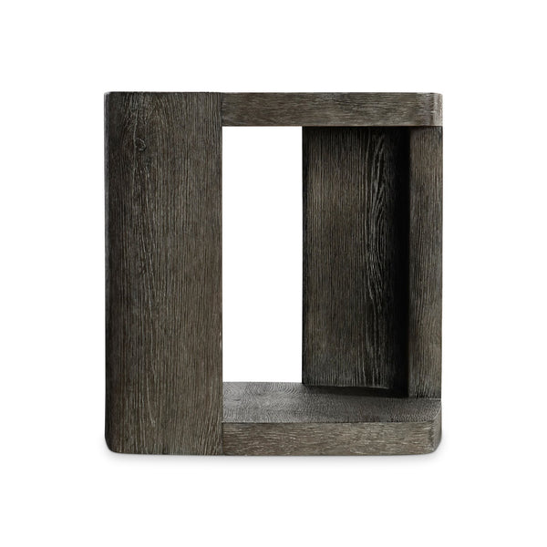 Bernhardt Bernhardt Boyle Side Table In Porcini Wire-Brushed Oak — Sculptural Grain, Open Base & Lower Shelf 565125
