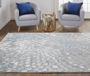 Feizy Rugs Azure Contemporary Machine-made Abstract Rug - Durable Stain & Fade Resistant Design For Modern Spaces Blue,Silver,Gray Polyester,Polypropylene Azr3403fbluslvf05