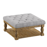 Homelegance By Top-Line Cadeo Baluster Pine Tufted Storage Ottoman Natural Pine