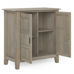 English Elm Burlington Low Storage Cabinet with Handcrafted Solid Wood, Transitional Design, Adjustable Shelves and Anti-Tip Safety Light Brown B136P158510