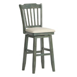 Homelegance By Top-Line Juliette Slat Back Bar Height Wood Swivel Bar Stool Green Rubberwood