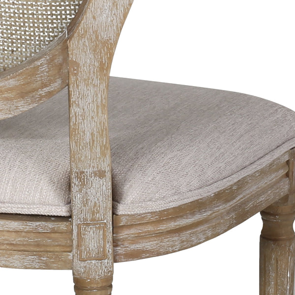 English Elm Christopher Knight Home® - DININGCHAIR Elegant Wicker & Fabric Dining Seat with Carved Legs Distressed Finish for Stylish Homes Beige 65165.00BGE