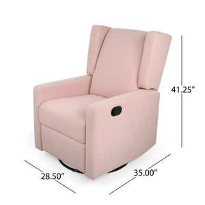 English Elm Christopher Knight Home® - Swivel Recliner Pushback Chair with Lever & Wingback Design, Space-Saving Swivel Recliner for Living Room Blush 67547.00