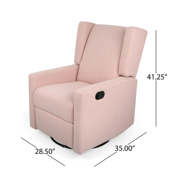 English Elm Christopher Knight Home® - Swivel Recliner Pushback Chair with Lever & Wingback Design, Space-Saving Swivel Recliner for Living Room Blush 67547.00