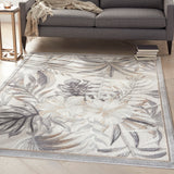 Nourison Pompeii PMP02 Machine Made Power-loomed Narrow Border Indoor Only Tropical  Rug Ivory Grey, Ivory Grey 70% Polypropylene,30% Polyester 99446882042