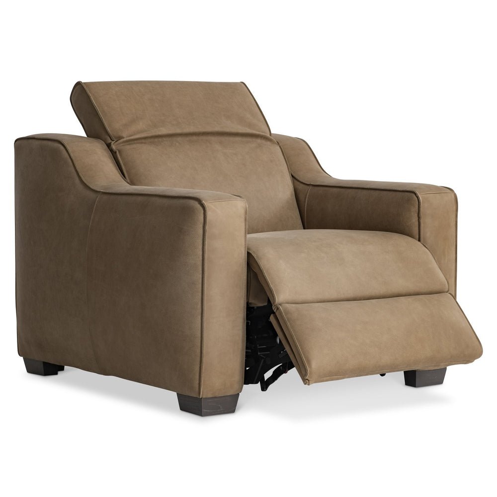 Bernhardt Bernhardt Flynn Leather Power Recliner Chair With Pop-Up Headrest, Lift Footrest & Tailored Welt 752RLO