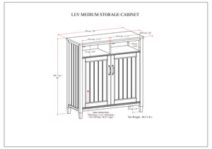 English Elm Lev Solid Wood Medium Storage Cabinet Smoky Brown – TV Stand, Adjustable Shelves, Cord Management, Brushed Bronze Handles B136P158819