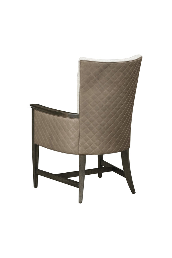 A.R.T. Furniture Set Of 2 - Woodwright Racine Transitional Upholstered Accent Chair In Lloyd Brown With Quilted Leather Detail - Set Of 2 Brown, Gray Parawood Solids,Quarter Sawn White Oak Veneer,Quilted Top,Grain Leather,And Upholstery 253207-2315