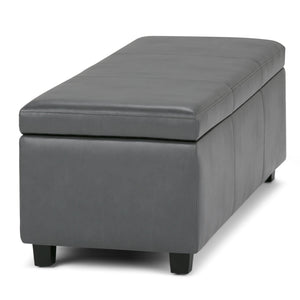 English Elm Avalon Storage Ottoman Bench - Versatile Stone Grey Faux Leather With Hidden Storage & Comfort B136P158645