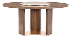 Hooker Furniture Eleana 66" Round Dining Table With Starburst Walnut Top & Sunlit Bronze Pedestal — Seats 6–8 7252-75201-85