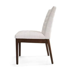 English Elm Upholstered Parsons Dining Chairs Set of 2 Channel Stitch Mid-century Walnut Frame 73471.00LBGE