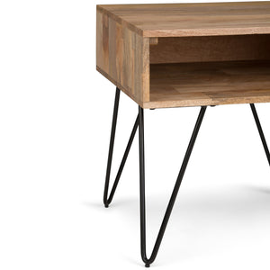 English Elm Hunter End Table - Handcrafted Solid Mango Wood With Industrial Metal Legs - Versatile Accent Piece B136P158731