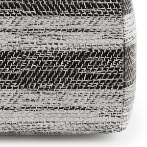 English Elm Clay Square Pouf In Soft Grey Mélange - Hand-Woven Cotton, Versatile Seating & Footrest Solution B136P159271
