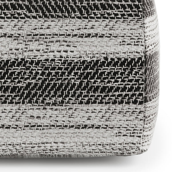 English Elm Clay Square Pouf In Soft Grey Mélange - Hand-Woven Cotton, Versatile Seating & Footrest Solution B136P159271