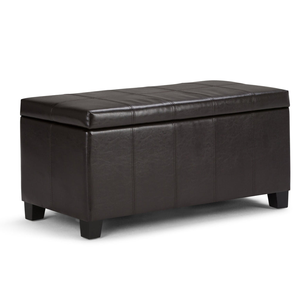 English Elm Dover Storage Ottoman Bench - Tanners Brown Faux Leather With Child-Safe Hinge For Stylish Storage B136P158204